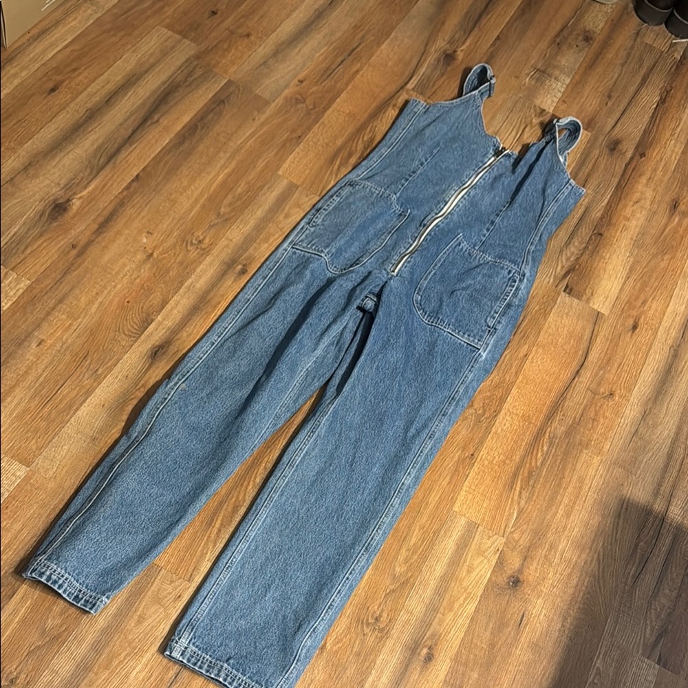 Denim Jumpsuit with Front Zipper